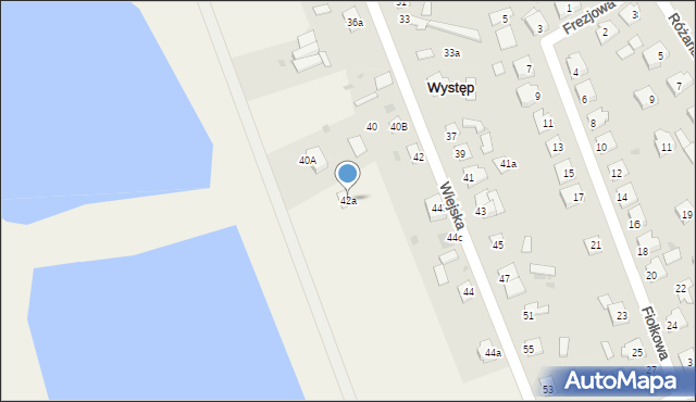 Występ, Wiejska, 42a, mapa Występ