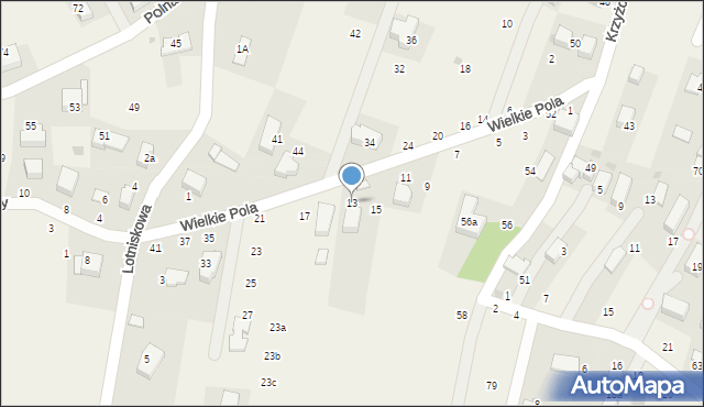 Zabierzów, Wielkie Pola, 13, mapa Zabierzów