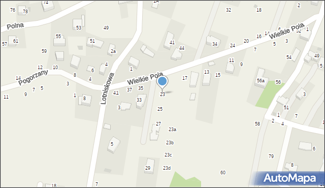 Zabierzów, Wielkie Pola, 23, mapa Zabierzów