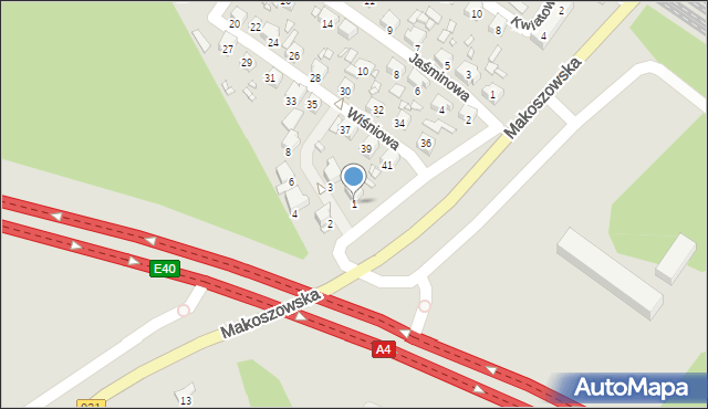 Zabrze, Wiśniowa, 1, mapa Zabrza