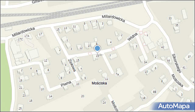 Zabrzeg, Widna, 13, mapa Zabrzeg