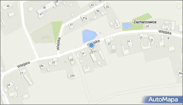 Zacharzowice, Wiejska, 13, mapa Zacharzowice