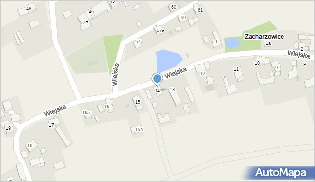 Zacharzowice, Wiejska, 14, mapa Zacharzowice