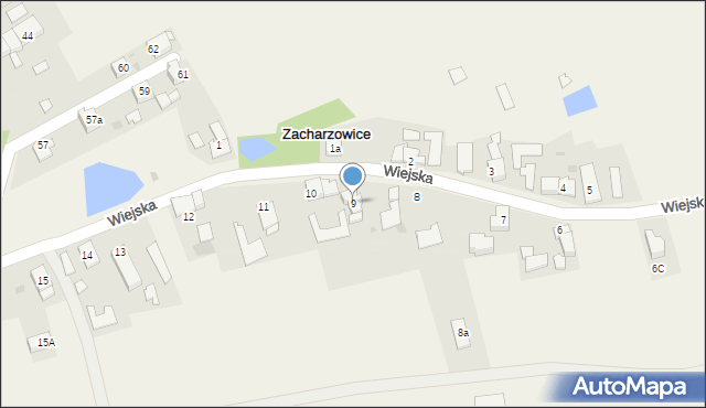 Zacharzowice, Wiejska, 9, mapa Zacharzowice