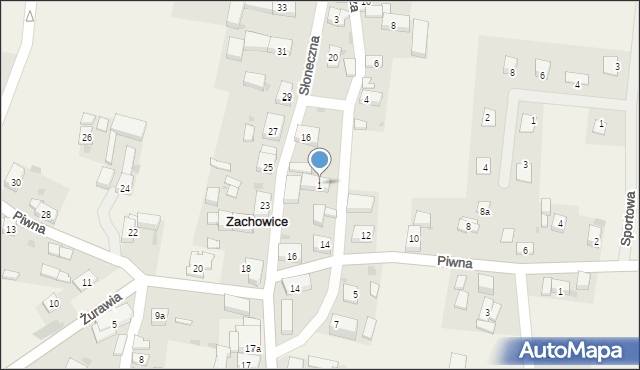 Zachowice, Wilcza, 1, mapa Zachowice