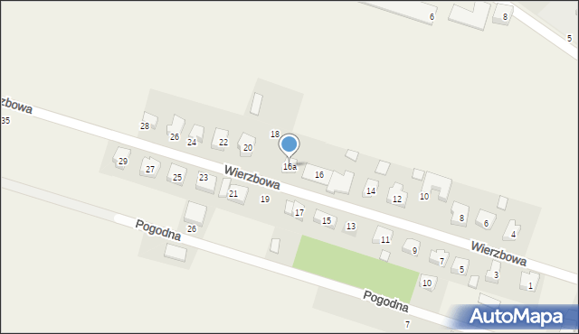 Żakowice, Wierzbowa, 16a, mapa Żakowice