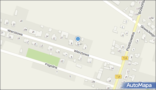 Żakowice, Wierzbowa, 6, mapa Żakowice