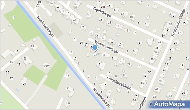 Zamość, Wieniawskiego Henryka, 13, mapa Zamościa
