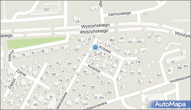 Zamość, Wierzbowa, 12, mapa Zamościa