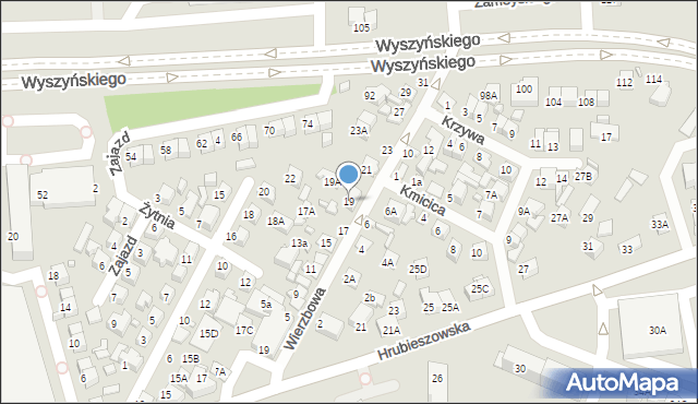 Zamość, Wierzbowa, 19, mapa Zamościa