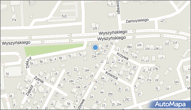 Zamość, Wierzbowa, 25A, mapa Zamościa