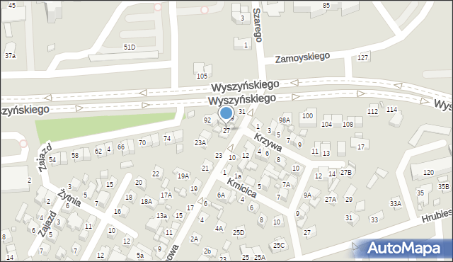 Zamość, Wierzbowa, 27, mapa Zamościa