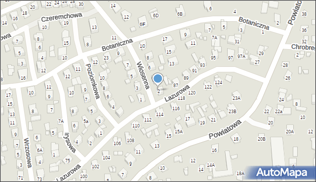 Zamość, Wiosenna, 2, mapa Zamościa