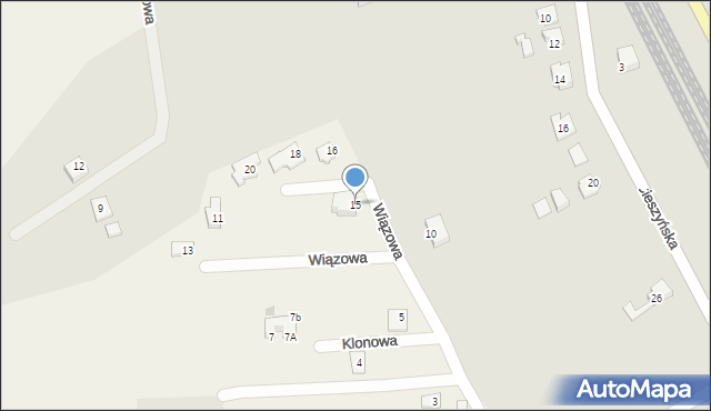 Zbytków, Wiązowa, 15, mapa Zbytków