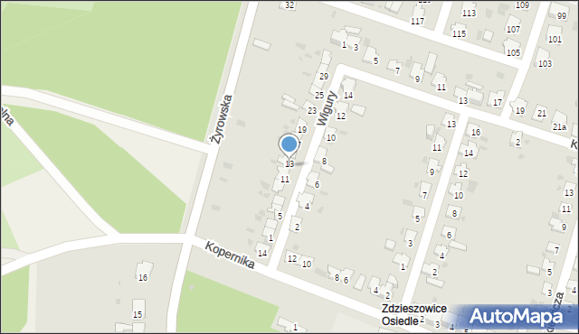 Zdzieszowice, Wigury Stanisława, inż. pil., 13, mapa Zdzieszowice