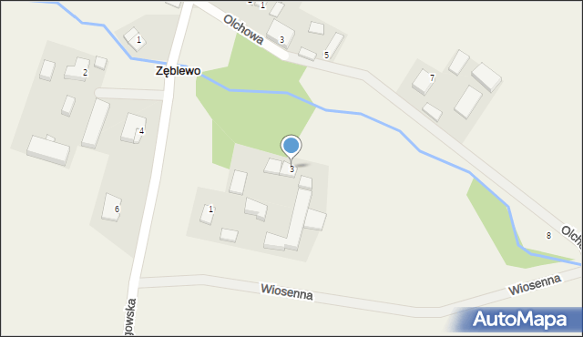 Zęblewo, Wiosenna, 3, mapa Zęblewo