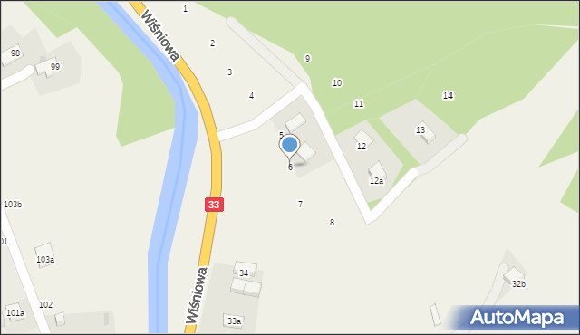 Żelazno, Wiśniowa, 6, mapa Żelazno