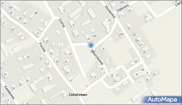 Żelistrzewo, Wierzbowa, 8, mapa Żelistrzewo