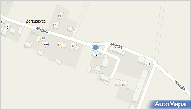 Żerzuszyce, Wiejska, 14, mapa Żerzuszyce