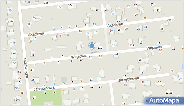 Zgierz, Wiązowa, 9, mapa Zgierz