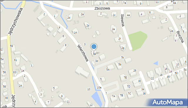 Zielona Góra, Wierzbowa, 3a, mapa Zielona Góra