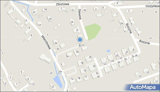 Zielona Góra, Wierzbowa, 5c, mapa Zielona Góra