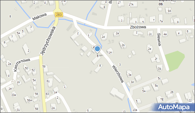 Zielona Góra, Wierzbowa, 6, mapa Zielona Góra