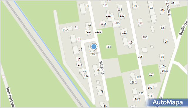 Zielonka, Wilsona Thomasa Woodrowa, 74A, mapa Zielonka