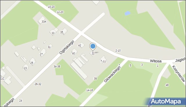 Żyrardów, Witosa Wincentego, 11, mapa Żyrardów
