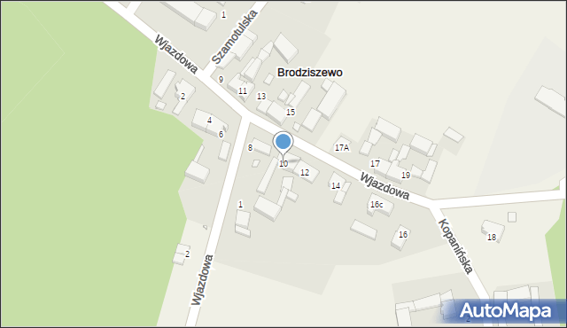 Brodziszewo, Wjazdowa, 10, mapa Brodziszewo