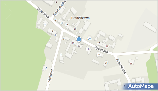 Brodziszewo, Wjazdowa, 12, mapa Brodziszewo