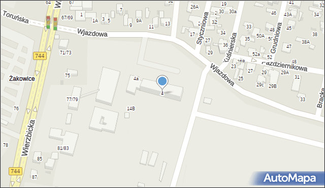 Radom, Wjazdowa, 4, mapa Radomia