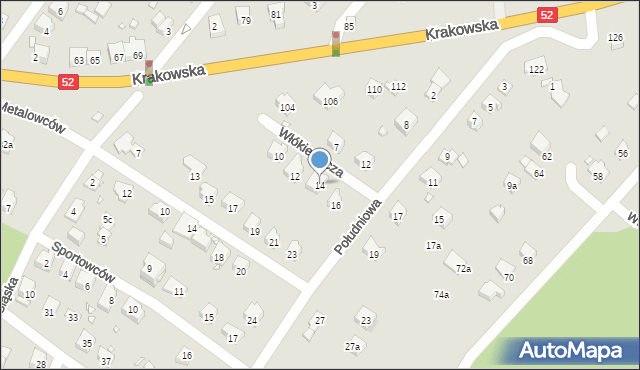 Bielsko-Biała, Włókiennicza, 14, mapa Bielsko-Białej