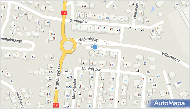 Kalisz, Włókniarzy, 3, mapa Kalisza