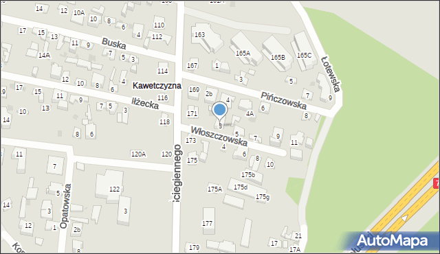 Kielce, Włoszczowska, 3, mapa Kielc