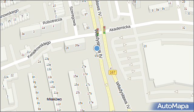 Koszalin, Władysława IV, 93a, mapa Koszalina