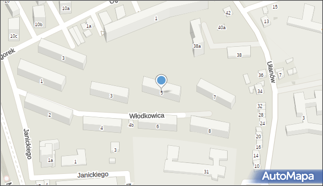 Kraków, Włodkowica Pawła, 5, mapa Krakowa