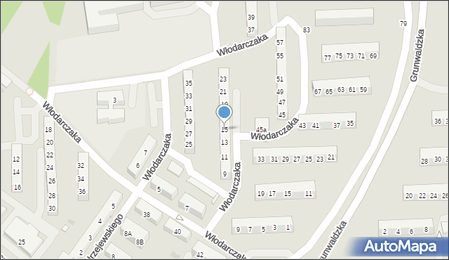 Leszno, Włodarczaka Leona, por., 15, mapa Leszno