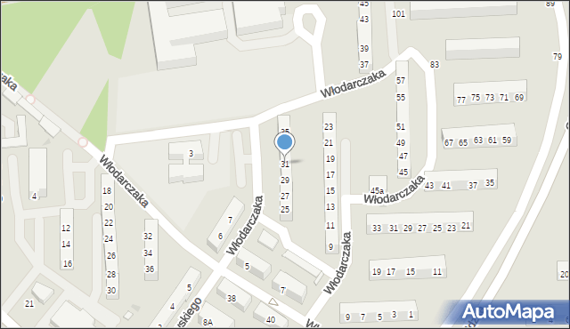 Leszno, Włodarczaka Leona, por., 31, mapa Leszno