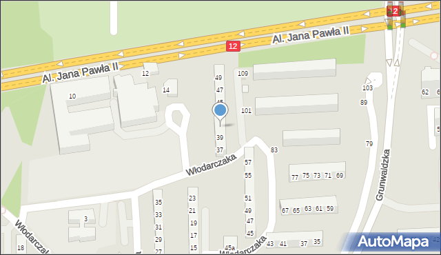 Leszno, Włodarczaka Leona, por., 41, mapa Leszno