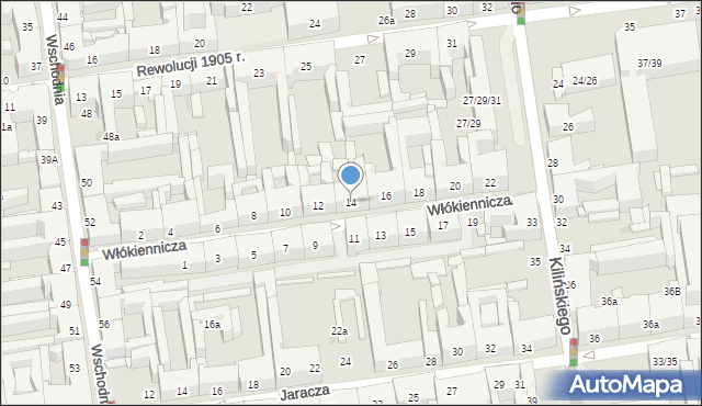 Łódź, Włókiennicza, 14, mapa Łodzi