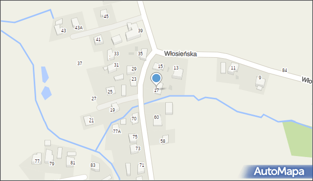 Osiek, Włosieńska, 17, mapa Osiek