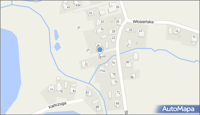 Osiek, Włosieńska, 19, mapa Osiek