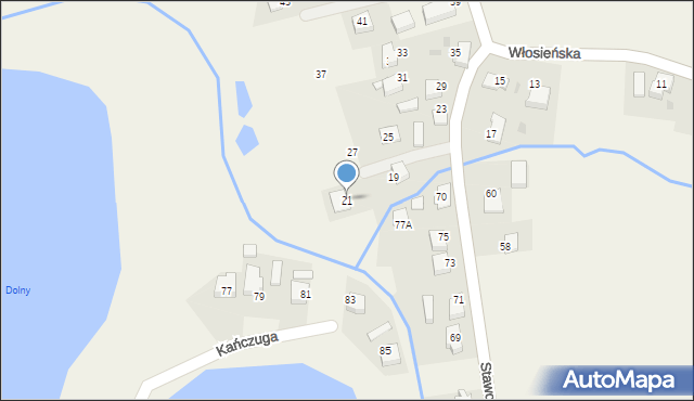 Osiek, Włosieńska, 21, mapa Osiek