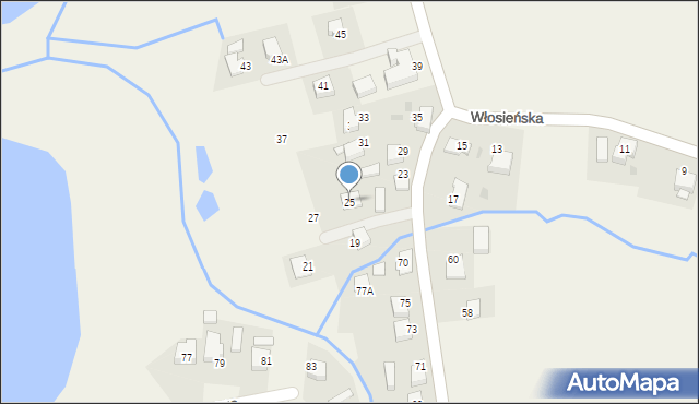 Osiek, Włosieńska, 25, mapa Osiek