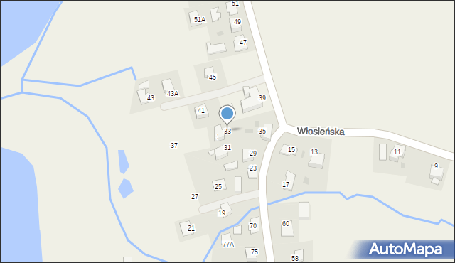 Osiek, Włosieńska, 33, mapa Osiek