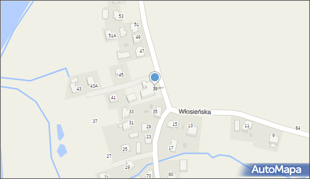 Osiek, Włosieńska, 39, mapa Osiek