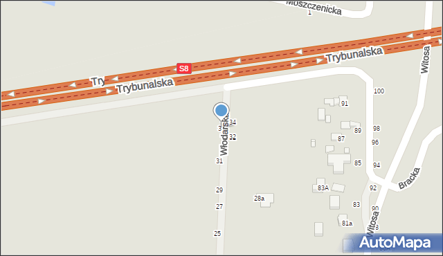 Piotrków Trybunalski, Włodarska, 35, mapa Piotrków Trybunalski