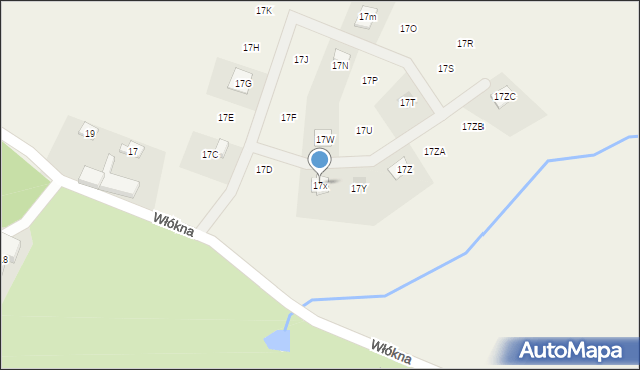 Potrzanowo, Włókna, 17x, mapa Potrzanowo