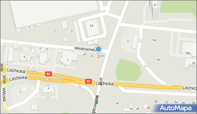 Poznań, Włościańska, 22, mapa Poznania